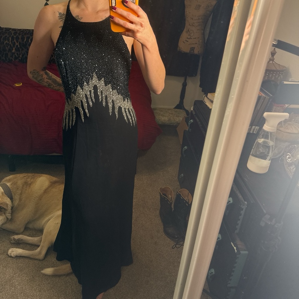 Black and Silver Hand Beaded Dress - Picture 4 of 6